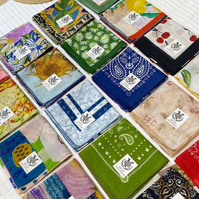 Wrist Wraps - 100% Cotton Square Scarf For Women